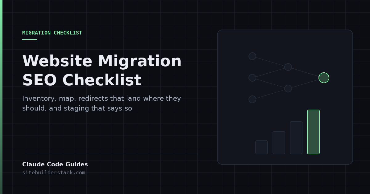 Claude Code Guides: Website Migration SEO Checklist. A URL map with redirect outcomes.